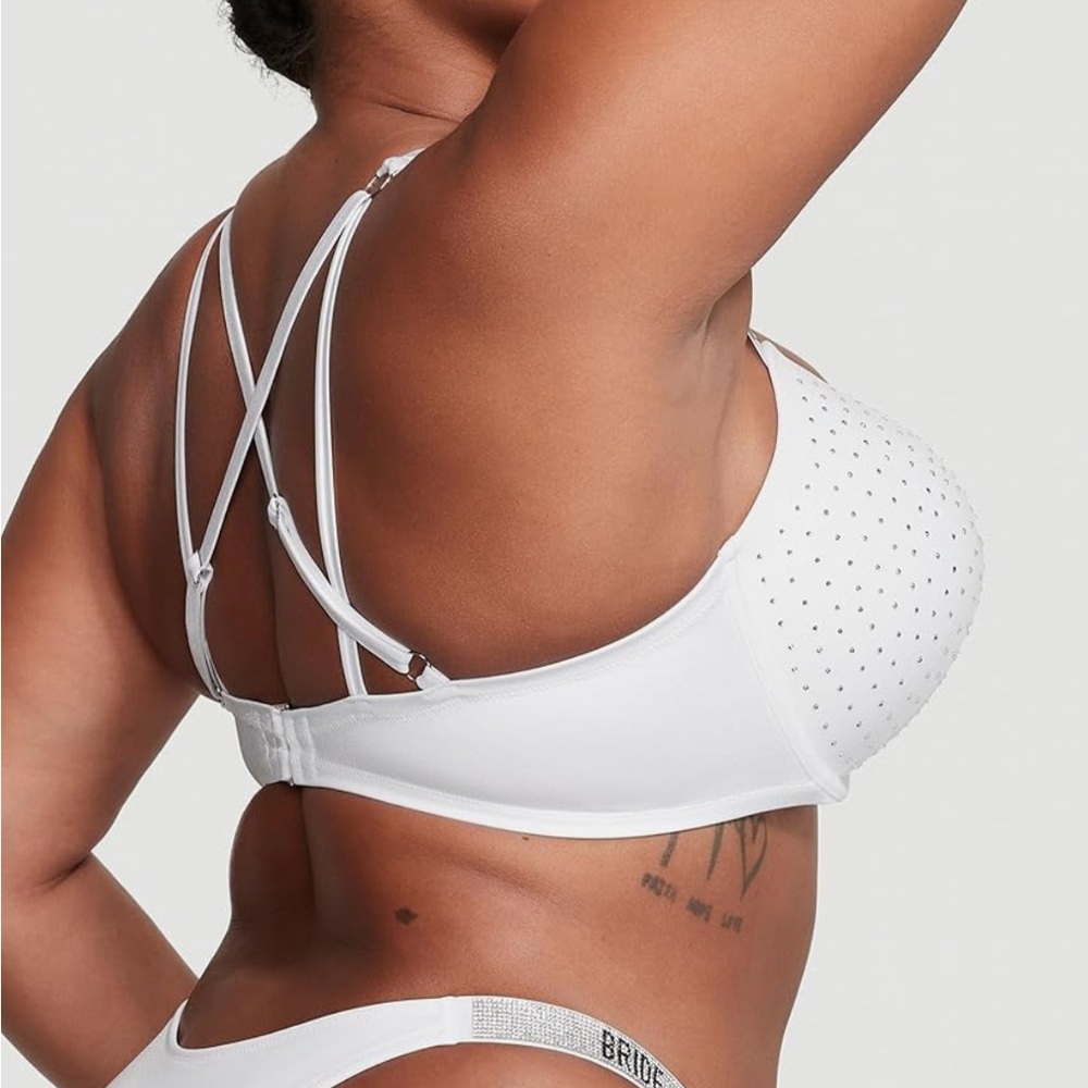 NEW 34D BRIDE Victoria's Secret Shine Strap Push-Up Bikini Top and bottoms - Picture 3 of 3